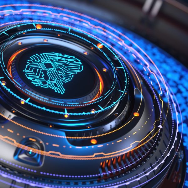 Artificial intelligence concept. Artificial Intelligence Computer Processor Unit. 3D illustration