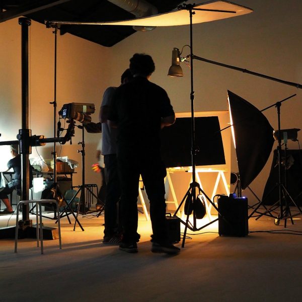 Production team shooting some video movie.